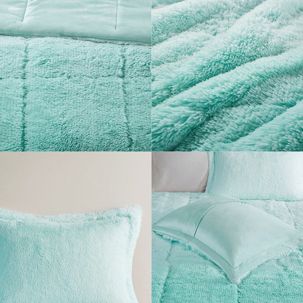 King Ombre Shaggy Long Fur Comforter Mini Set
