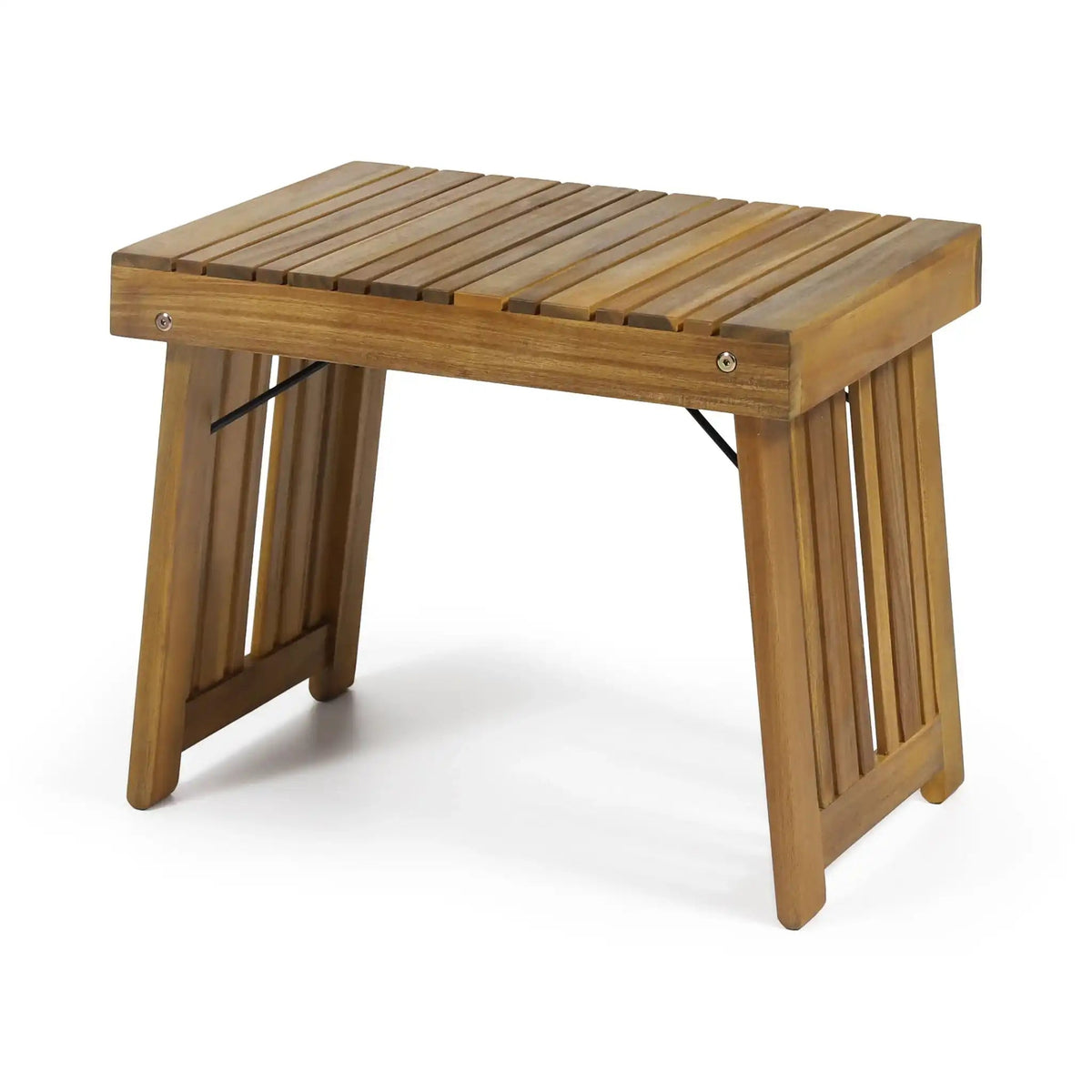 Temptation Outdoor Foldable Side Table with Slat Design - Dark Gray or Light Brown
