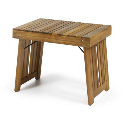 Temptation Outdoor Foldable Side Table with Slat Design - Dark Gray or Light Brown