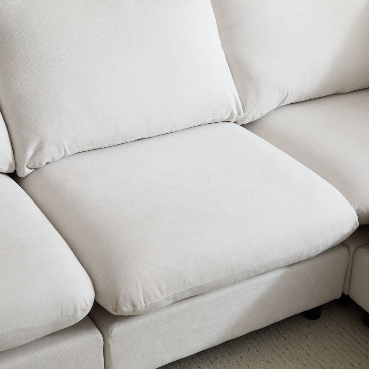 Modular Free Combination Sectional Sofa Couch with Solid Wood Frame - White