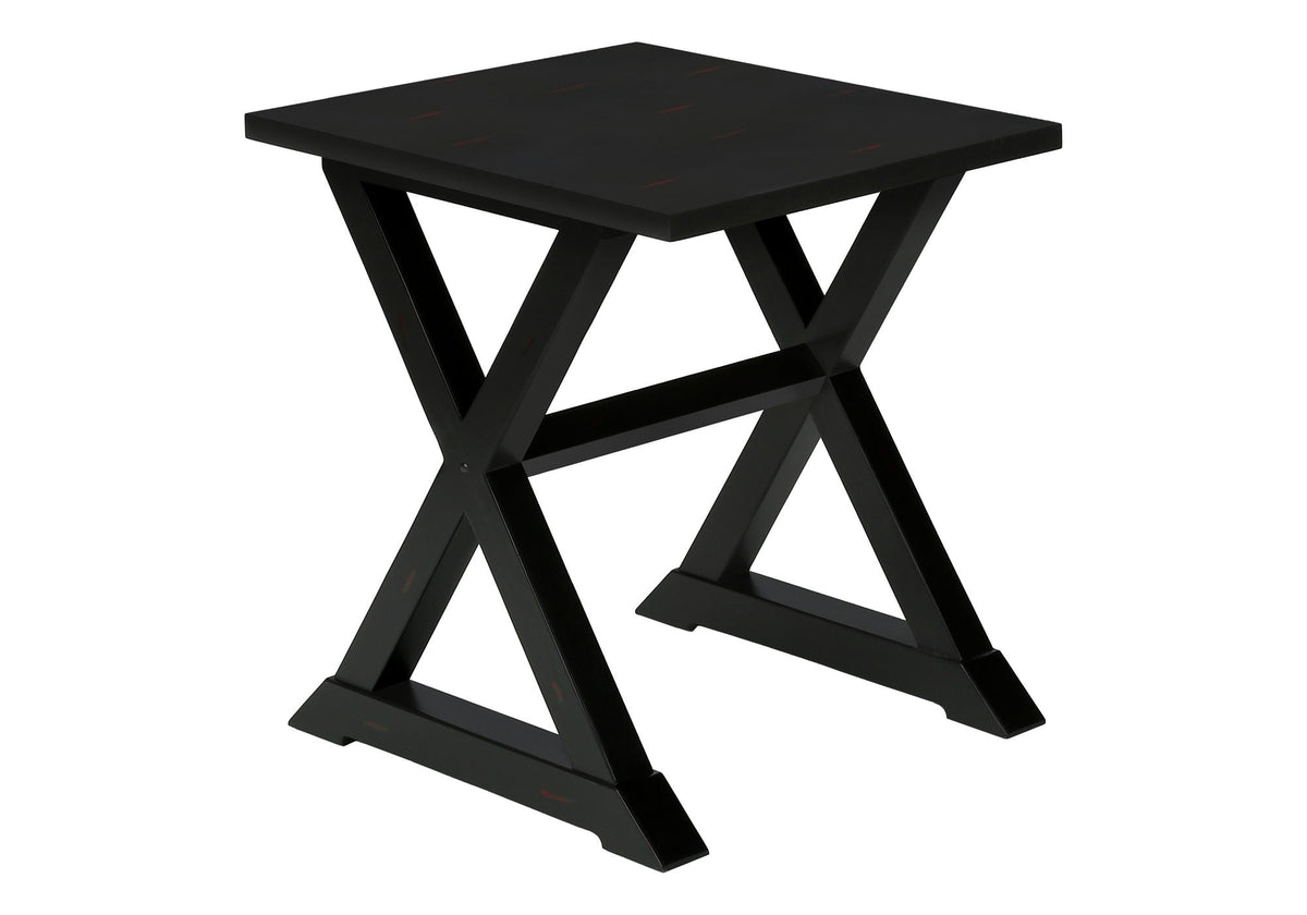 Compact Square Accent End Table with Trestle Base - White, Dark Brown, or Black