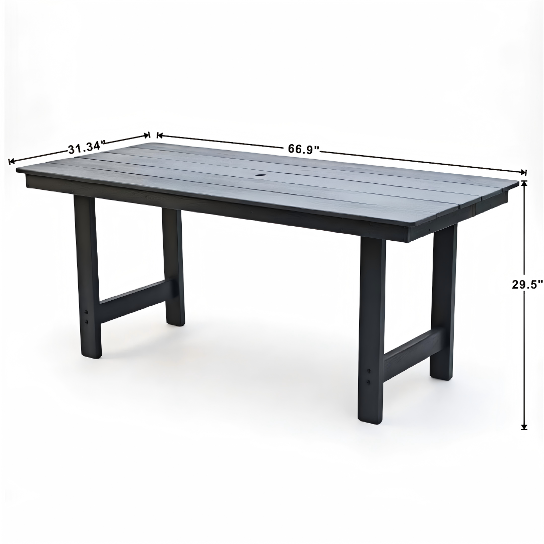HDPE Outdoor Patio Dining Set with Table and Six Chairs
