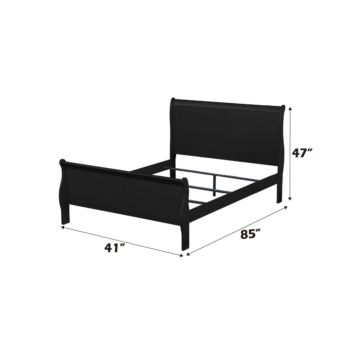 Louis Philippe Sleigh Style Bed with Classic Wood Construction - Multiple Colors