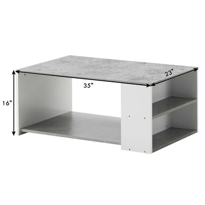 Coffee Table Sofa Side Table with Storage Shelves