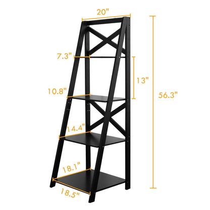 2 Pieces 4-Tier Wood Display Storage Bookshelf Set