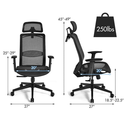 Height Adjustable Ergonomic High Back Mesh Office Chair with Hange