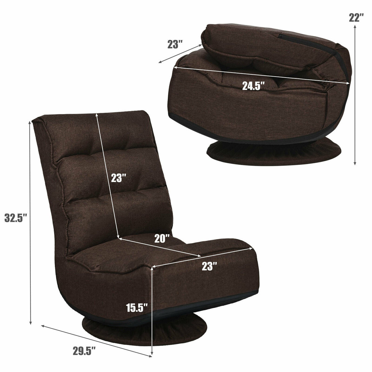 5-Position Folding Floor Gaming Chair