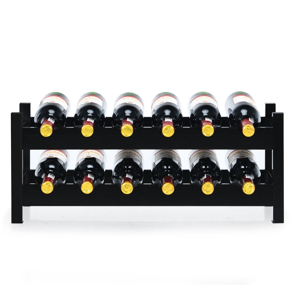 2-Tier 12 Bottles Bamboo Storage Shelf Wine Rack