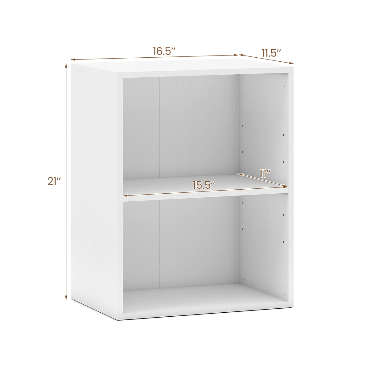 2-Cube Bookcase Floor Standing Open Bookshelf with 5-Position Adjustable Shelf
