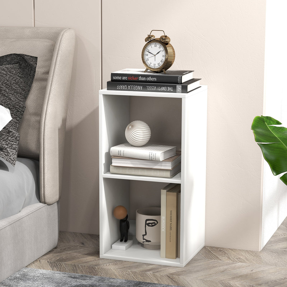 2 Cube Bookshelf with Back Guardrail for Living Room Bedroom