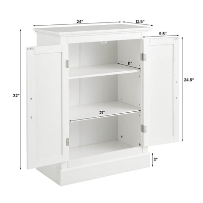 2-Door Freestanding Bathroom Cabinet with Adjustable Shelves-White