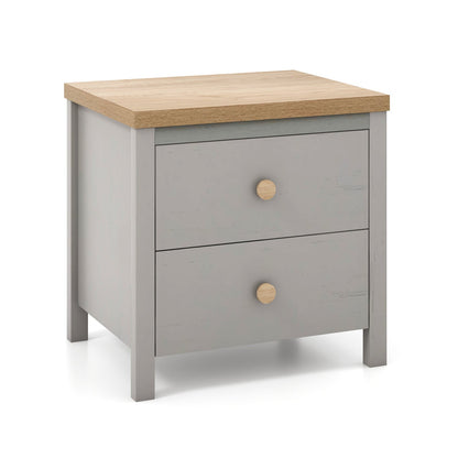 2-Drawer Nightstand with Rubber Wood Legs