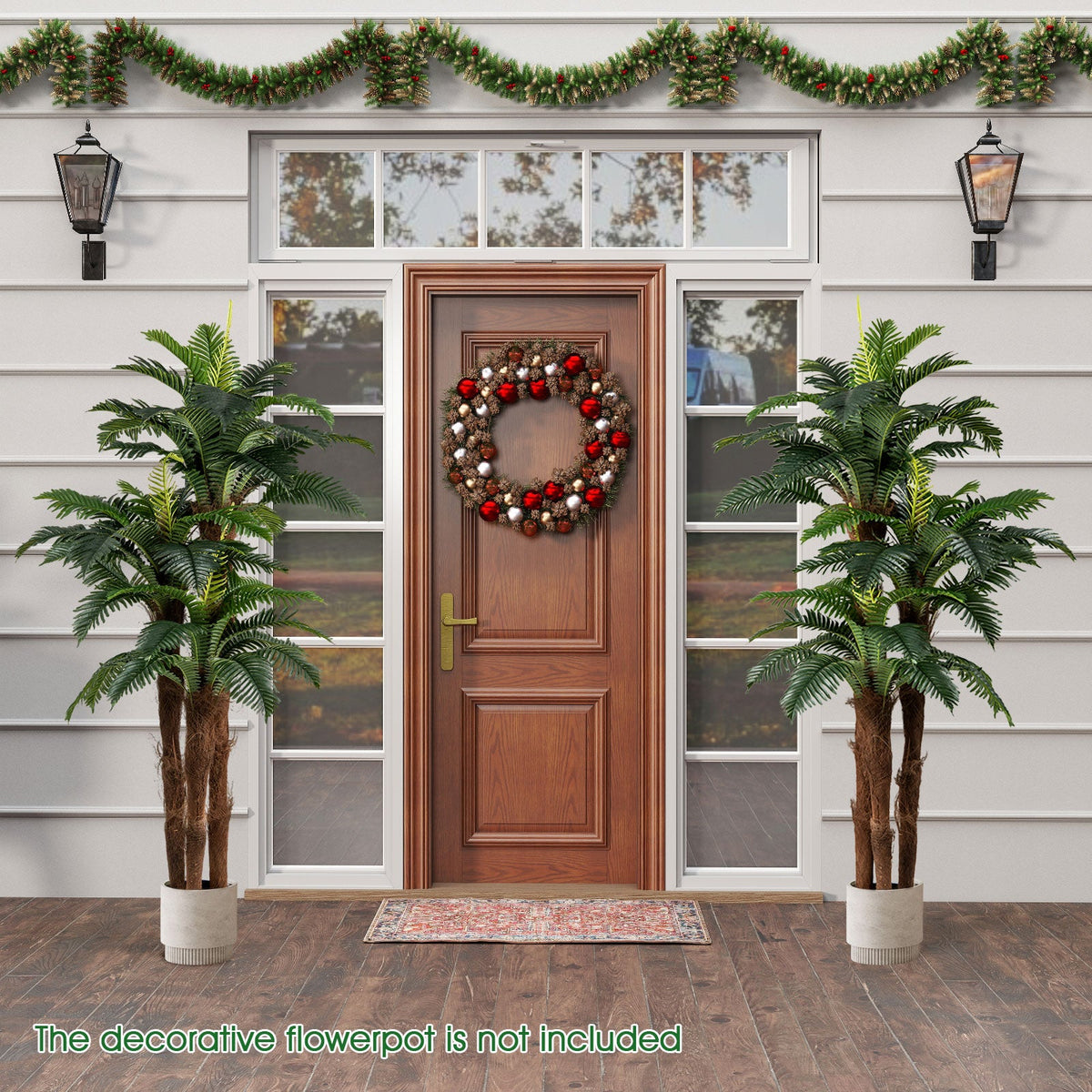2 Pack Artificial Palm Tree 6.3 ft Tall with Adjustable Leaves