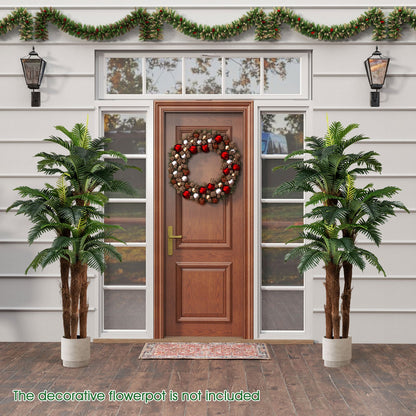 2 Pack Artificial Palm Tree 6.3 ft Tall with Adjustable Leaves