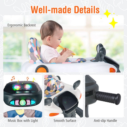 2-in-1 Foldable Activity Push Walker with Adjustable Height-Dark Gray