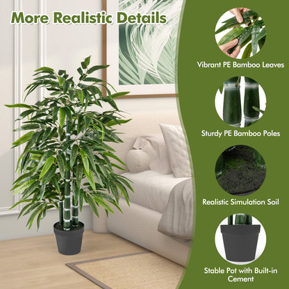 2 Pack Fake Bamboo Leave Tree with 3 PE Bamboo Trunk-Green