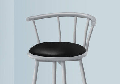 Contemporary Modern Swivel Bar Stool Set with Full Back - White or Pearl Silver