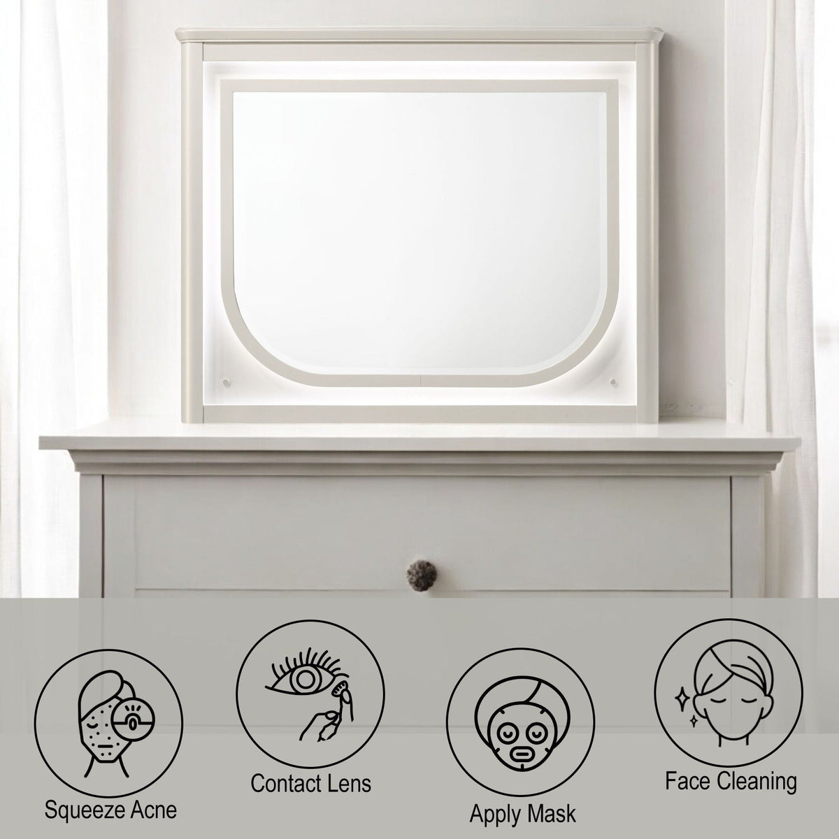 Laveda Mirror With LED with Integrated Lighting - White
