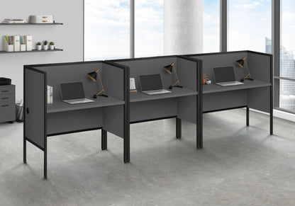 Commercial Grade Office Cubicle Desk with Privacy Panel - Dark Gray or White