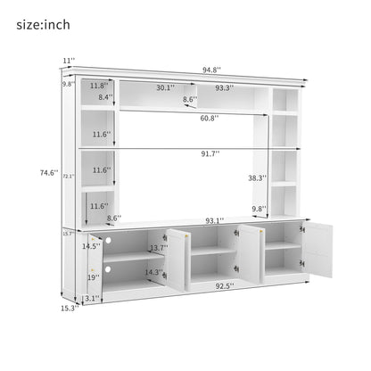 All-In-One TV Stand With Bookcase for TVs Up to 70 Inches - Black or White