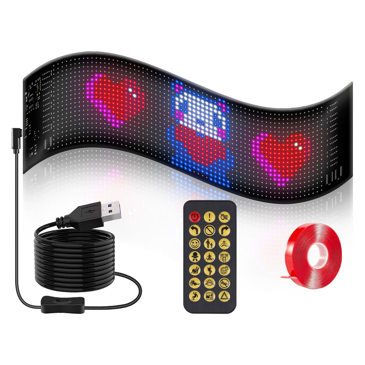 2Pack 16x96 Matrix Devil Eyes Lights For Car Ultra-thin Programmable LED Car Signs with APP Remote Control DIY Design Text Patterns Animations
