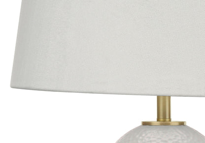 White Ceramic Table Lamp with Linen Shade - Transitional Style - White