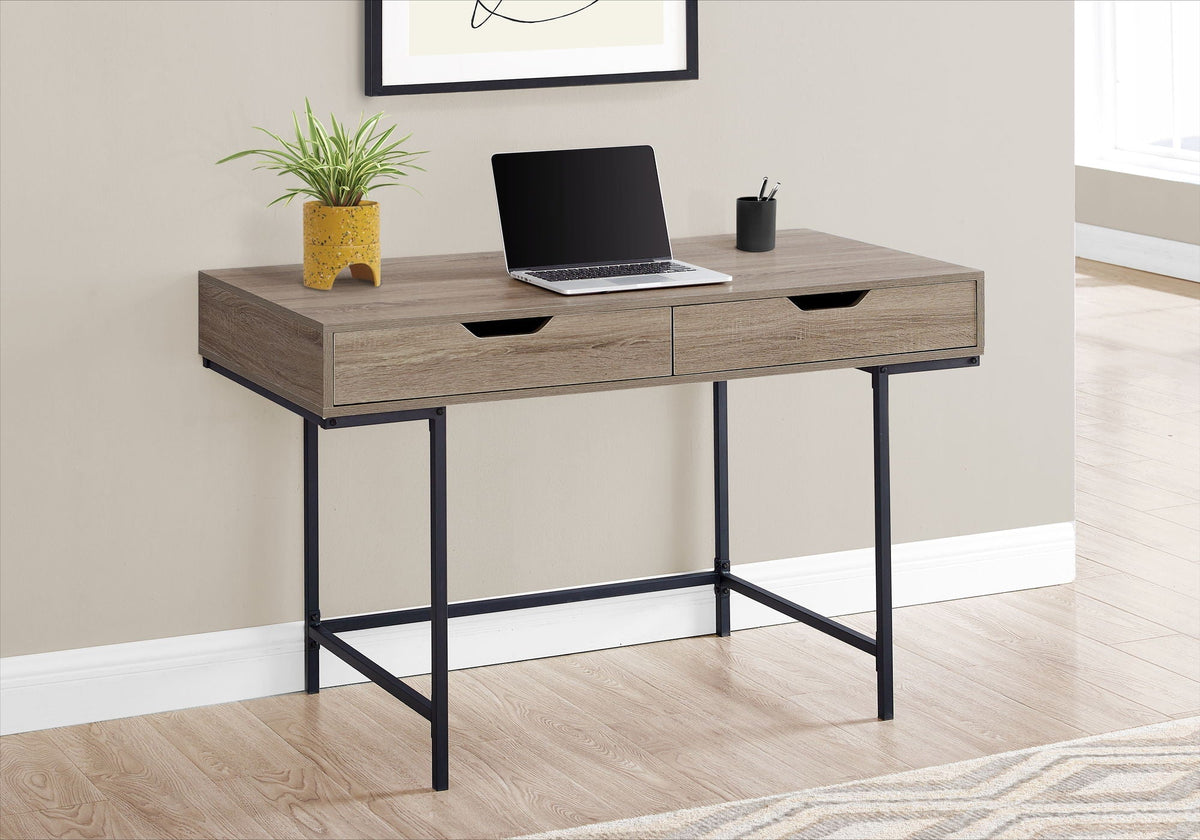 Contemporary Computer Desk with Storage Drawers - Stone-Look Finish