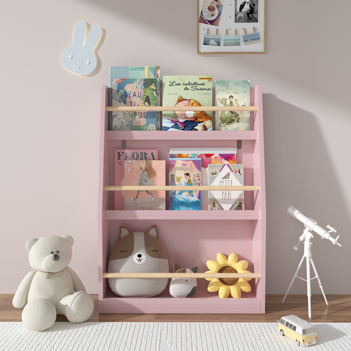 3 Tier Book Shelf with Compact Storage - Multiple Colors