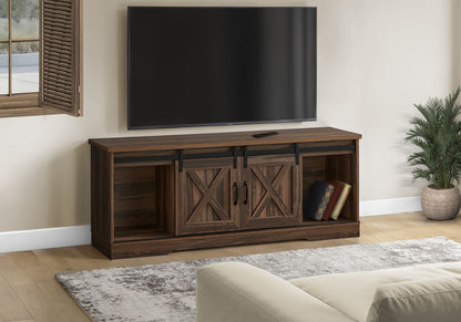 Transitional TV Stand Console with Barn Doors - Light Brown, Dark Gray, or Pearl Silver
