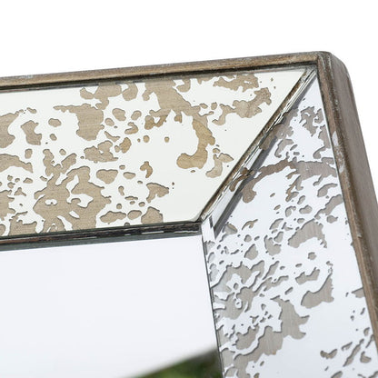 Antique Rectangle Mirror with Floral Accents - Pearl Silver