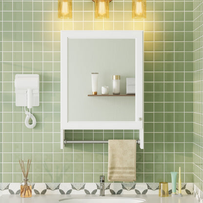 3 in 1 Wall Mounted Bathroom Mirror Cabinet with Adjustable Shelf - White