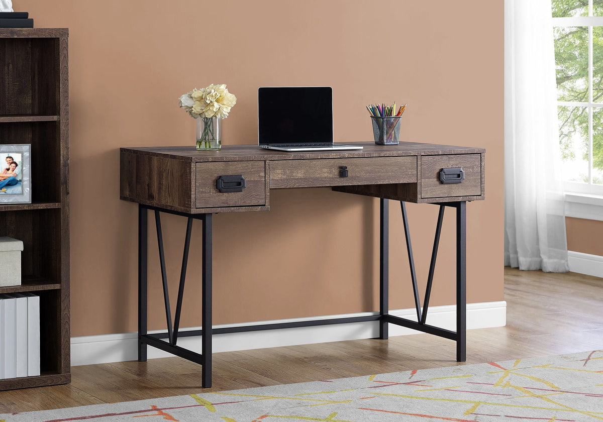 Transitional Computer Desk with Storage Drawers - Light Brown, Dark Gray, or Dark Brown