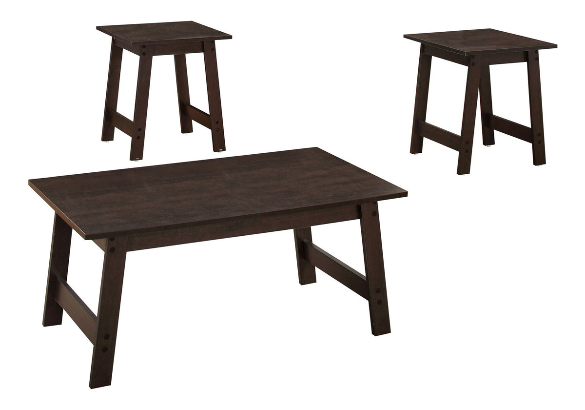 Wood Table Set of 3 with Coffee Table and End Tables - Multiple Colors