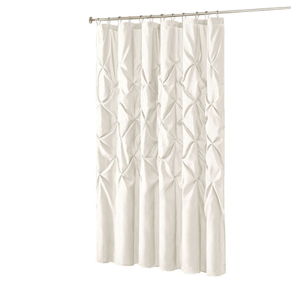 Tufted Semi-Sheer Shower Curtain with Tufted Texture - White