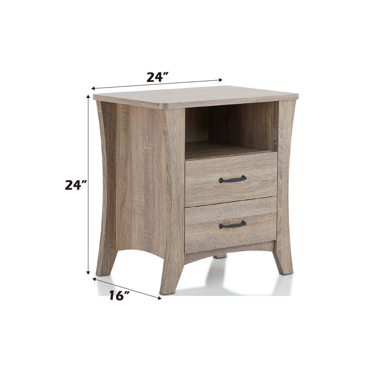 Accent Nightstand with Functional Storage - Dark Gray or Light Brown