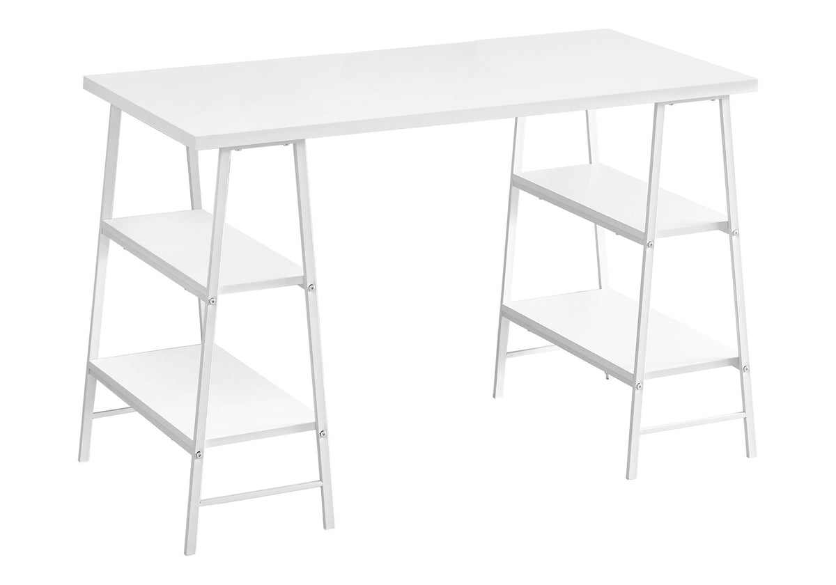 Industrial Computer Desk with Storage Shelves - Multiple Colors