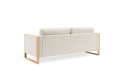 Modern 3-Seater Sofa with Solid Wood Legs - Beige or White