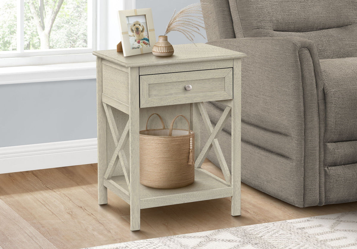 Accent End Table with Storage Drawer - Transitional Style - Black, White, or Dark Gray