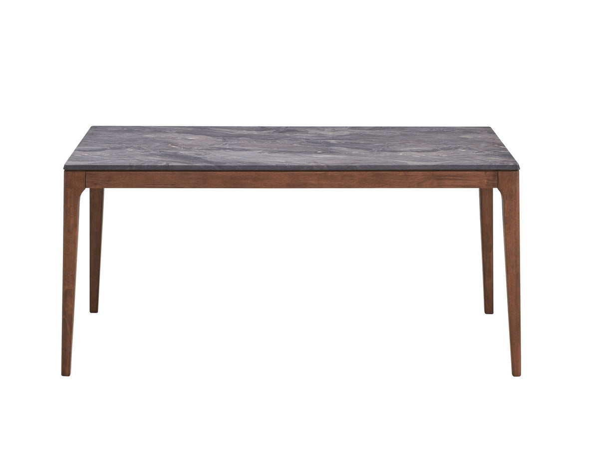 Bevis Engineered Stone Top Dining Table with Sturdy Wood Base - Walnut