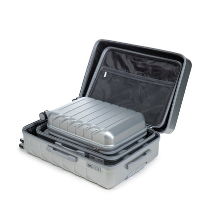 3-Piece ABS Spinner Wheel Luggage Set with Combination Lock - Silver
