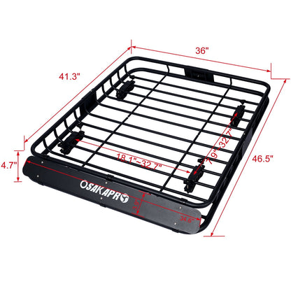 Rooftop Cargo Carrier Basket Steel Universal Fit - Black