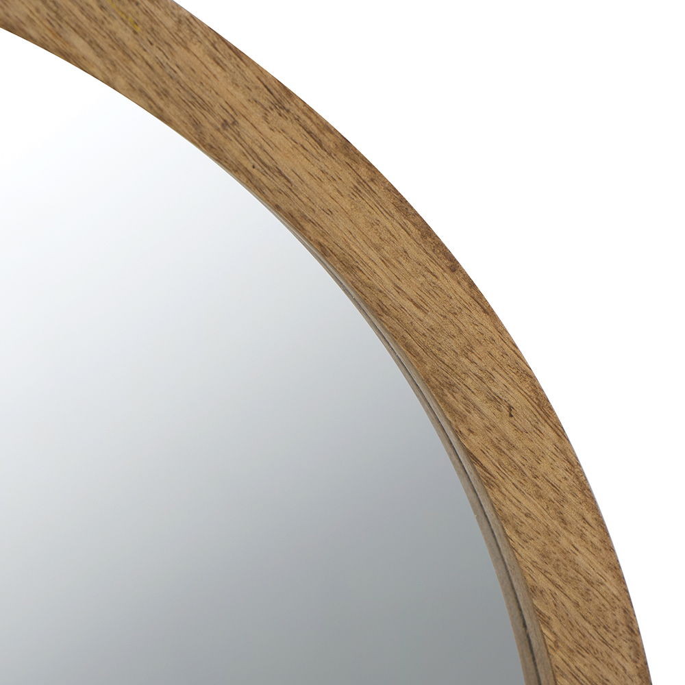 Circle Wall Mirror with Wooden Frame - Black, Light Brown, Dark Brown