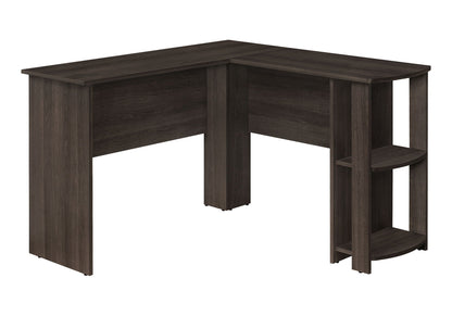 L-Shaped Corner Computer Desk with Storage Shelves - Wood Finish