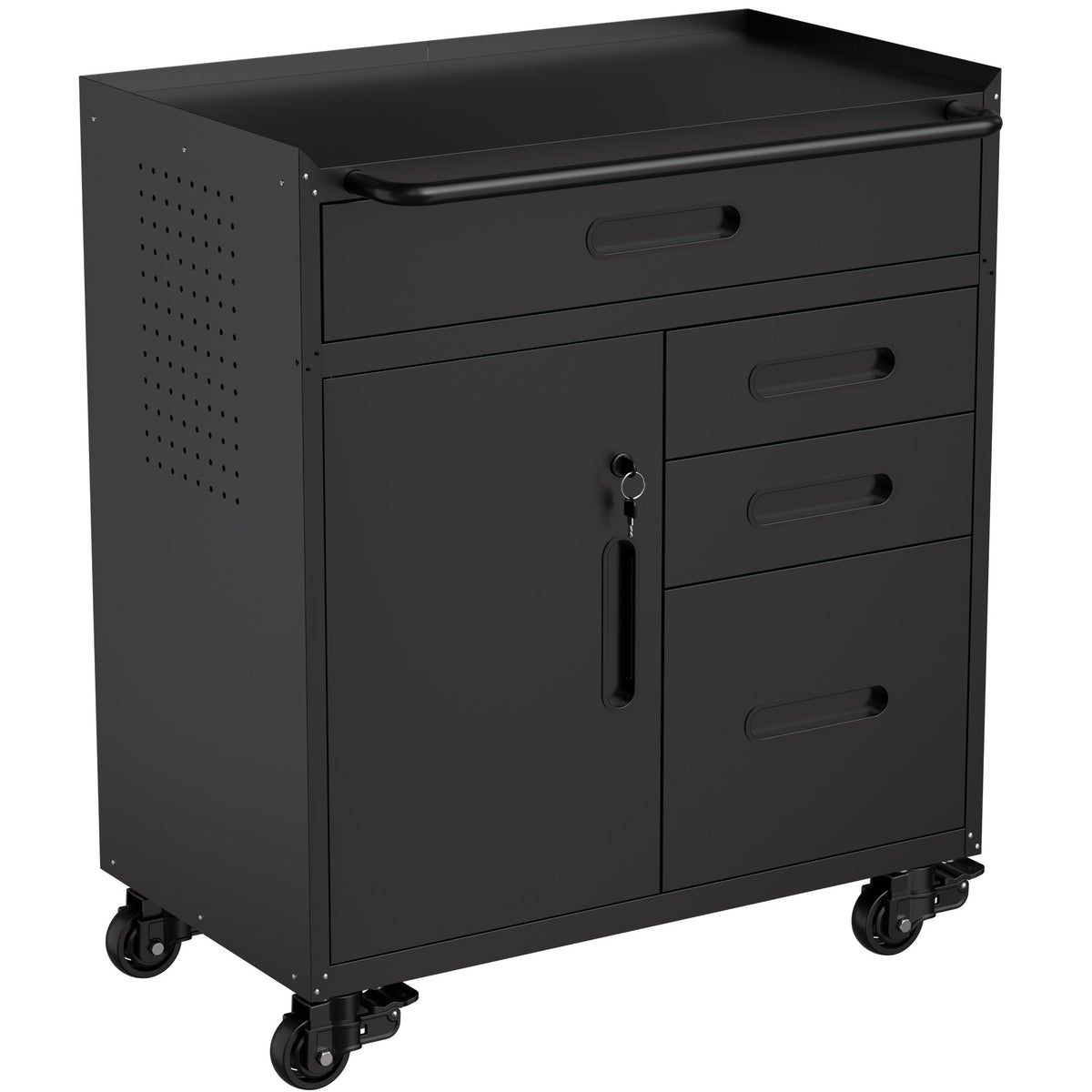 Heavy Duty Rolling Tool Cabinet with Lockable Drawers - Black