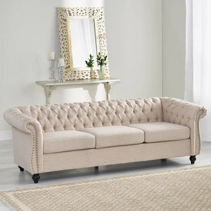 Chesterfield Style 3 Seater Sofa with Deep Button Tufting - Multiple Colors