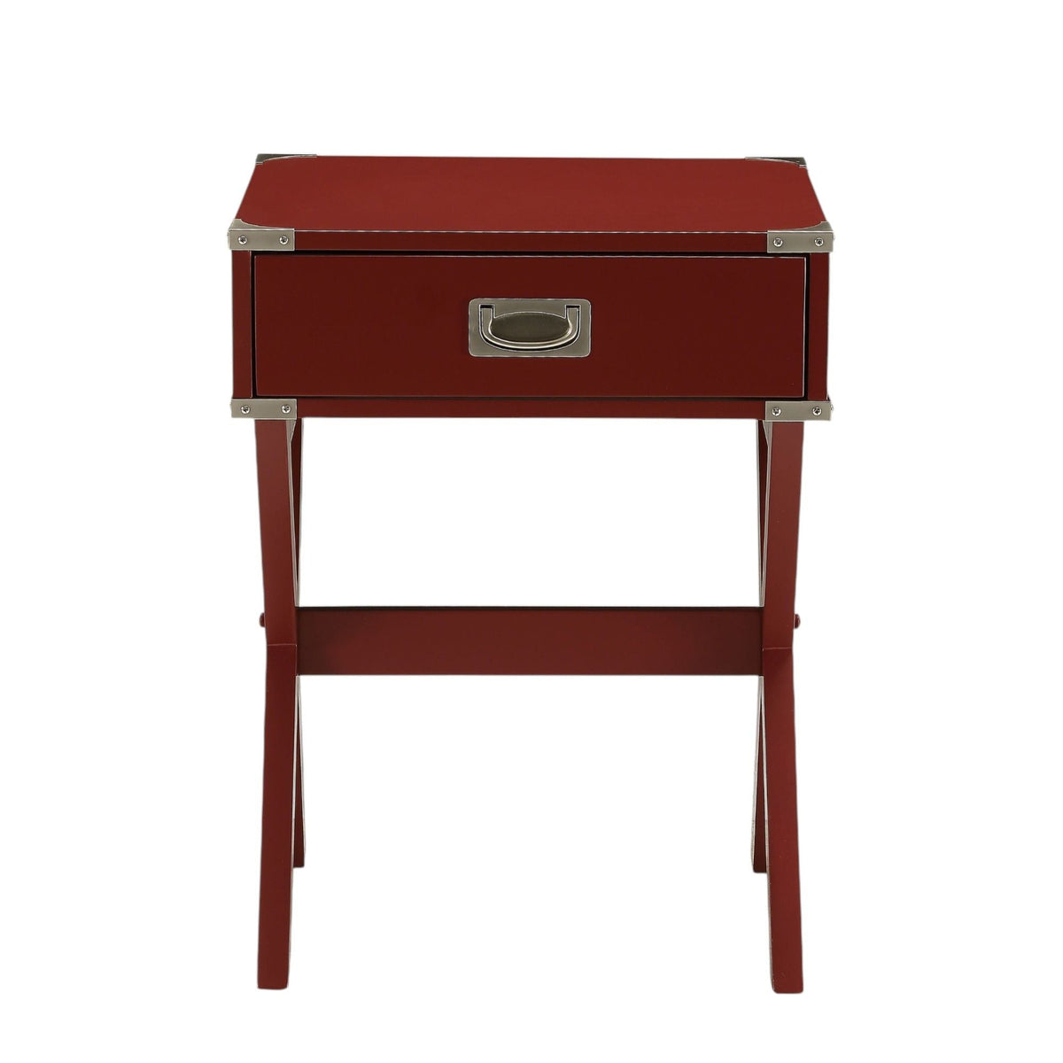 Modern Wood Accent Nightstand with Drawer - White, Black, Red