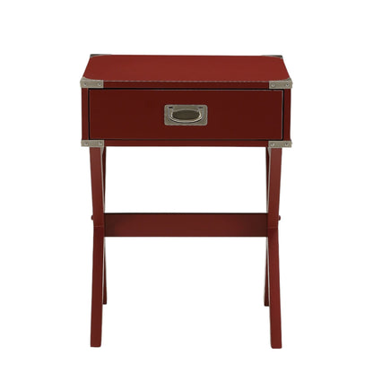 Modern Wood Accent Nightstand with Drawer - White, Black, Red