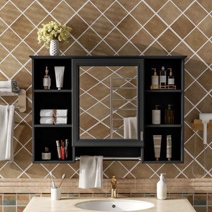 3-in-1 Modern Bathroom Mirror Cabinet with Adjustable Shelf - White or Black