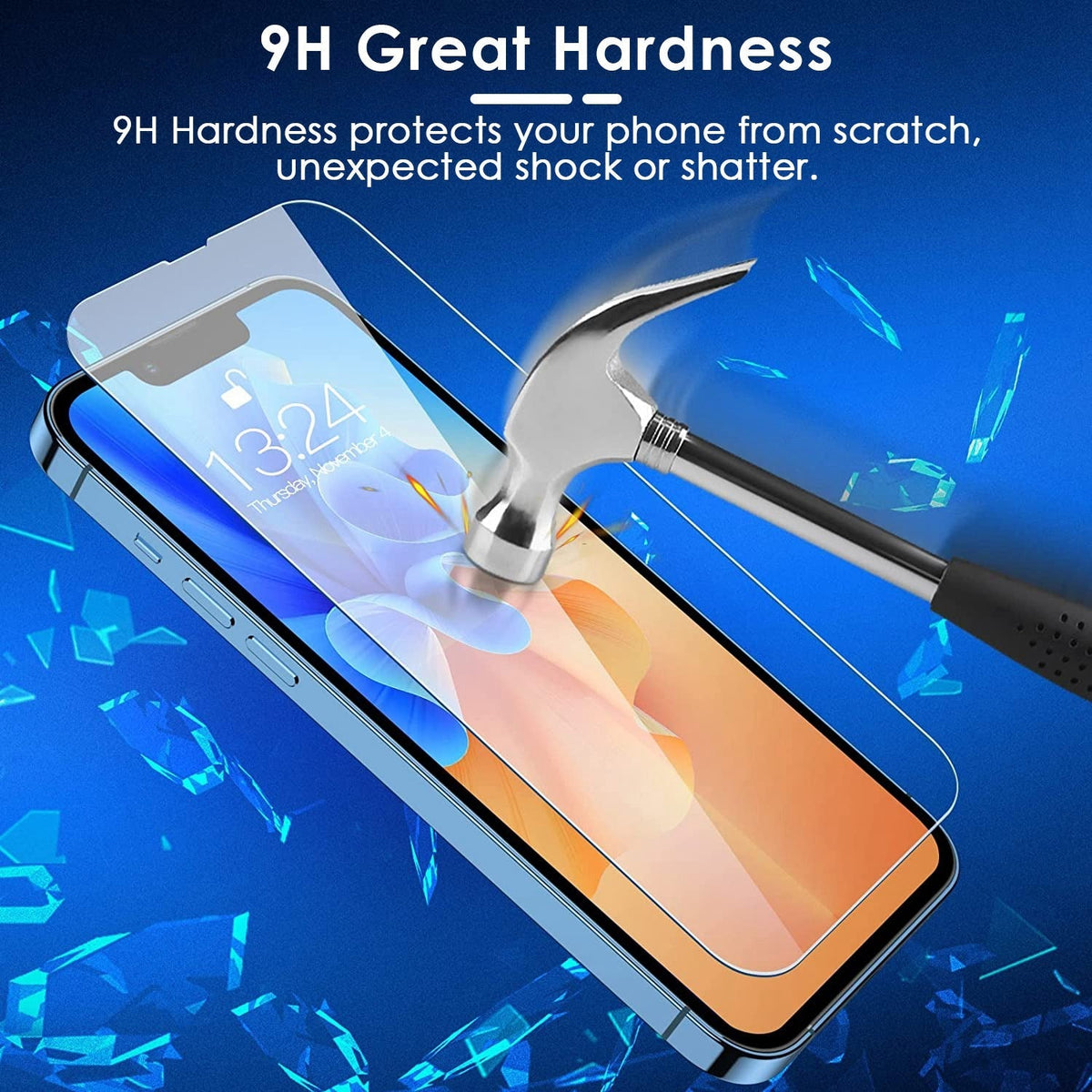 2Pcs HD Clear Screen Protectors Tempered Glass Film Full Coverage Screen Protector Fit for IOS Phone 14/14Plus/14Pro/14Pro Max/13/13Pro/13Max/12/12Pro