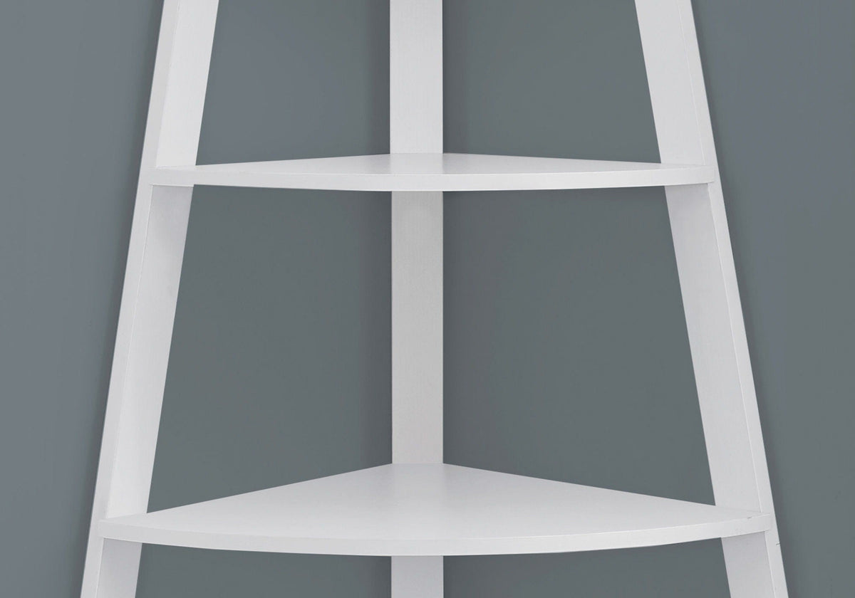 4-Tier Corner Bookshelf with 4 Fixed Shelves - White or Light Brown